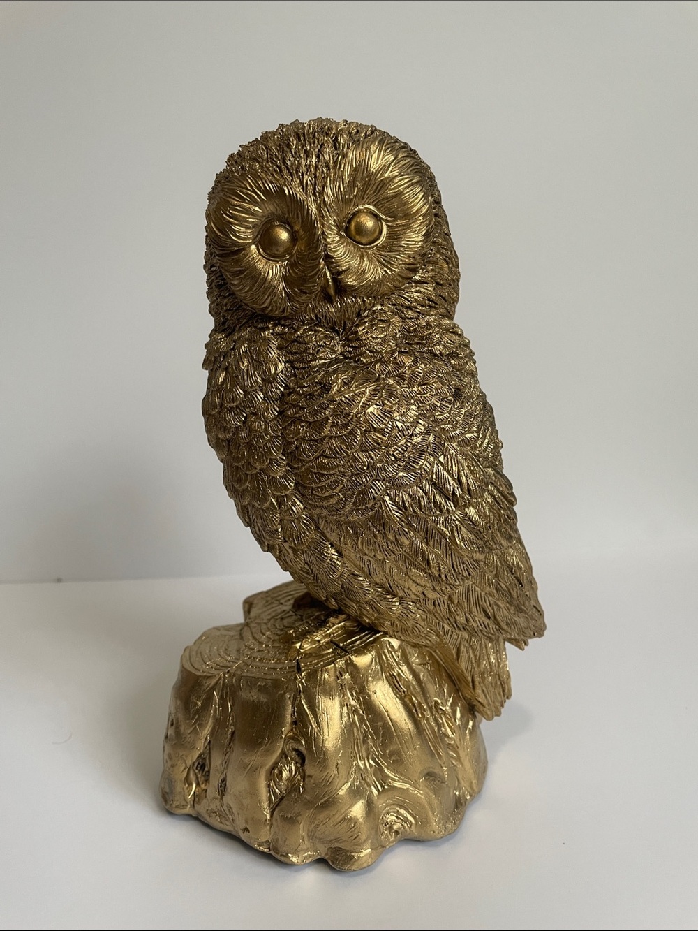 Gold Owl Sculpture Decorative Figurine - Home Art